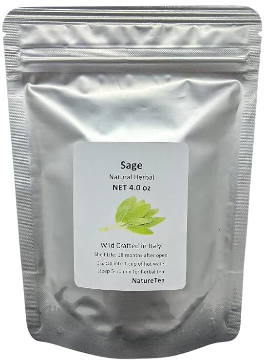 Sage - Salvia officinalis Dried Loose Leaf C/S by Nature Tea (2 oz)