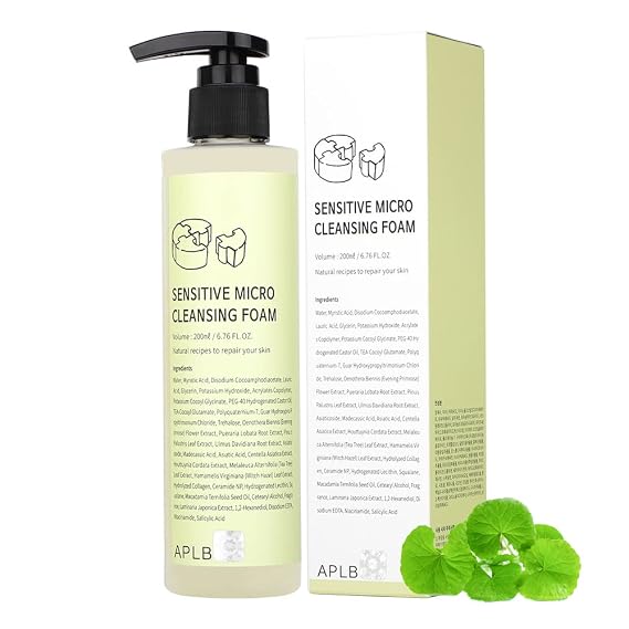 APLB Sensitive Micro Korean Facial Cleansing Foam 6.76 FL.OZ. / Facial Cleanser, Cleanser Wash, Korean Skin Care, Centella 3X Complex, Calming the sensitive skin, Balance your skin