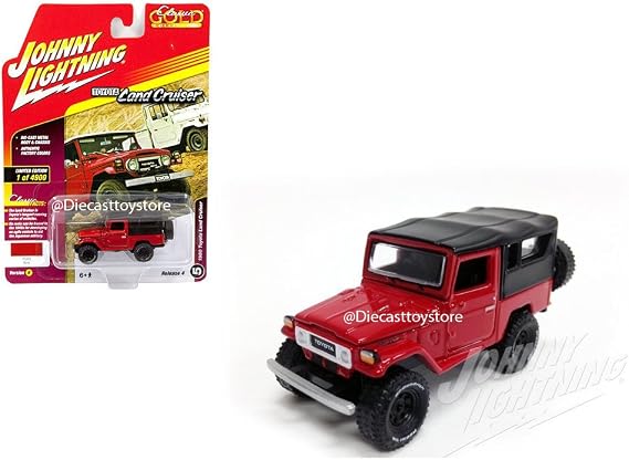 Johnny Lightning New DIECAST Toys CAR 1:64 Classic Gold Version B 1980 Toyota Land Cruiser RED Color JLCP7063-24