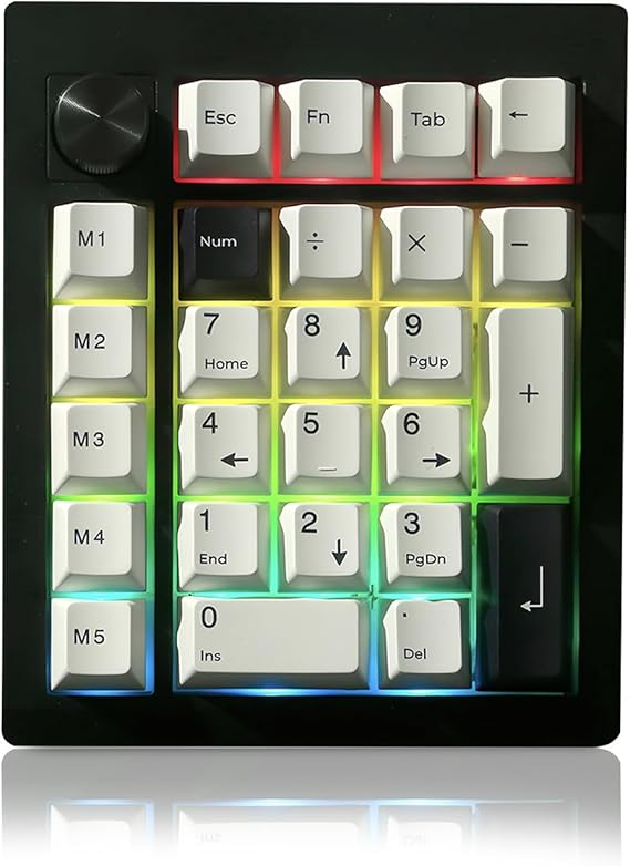 GMK26 Mechanical Numpad,VIA Programmable Hot Swappable Gasket Wired BT5.0/2.4G Wireless Number Pad with Knob PBT Keycaps 26 Keys Macro RGB Gaming Numeric Keypad for Laptop TKL Keyboard (Black)