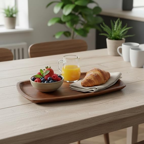 Deconox Akasya Ağacı Kayık Sunum Tepsisi (33x20 cm) | Ahşap Servis ve Kahve Tepsisi | Peynir, Şarküteri ve Dekoratif Banyo/Masaüstü Organizeri