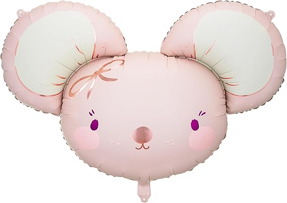 Cute Mouse Head Foil Balloons PartyDeco 29.5 Inch Light Pink Colour Mylar Balloon For Birthday Party Decorations Pink Foil Balloons For Baby Shower Mouse Themed Girl Birthday
