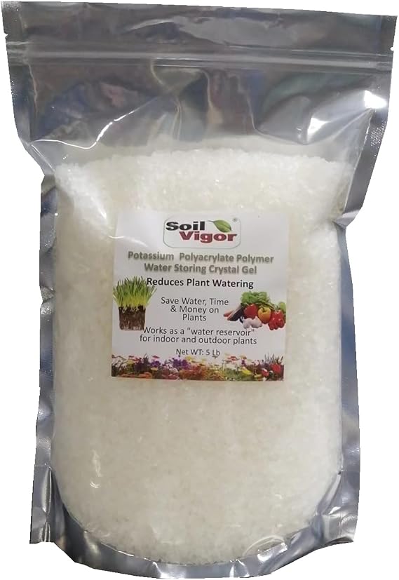 Water Storing Crystals - Potassium Polyacrylate Super Absorbent Polymer for Agricultural Use, Gardens & Lawns - 5 Pounds