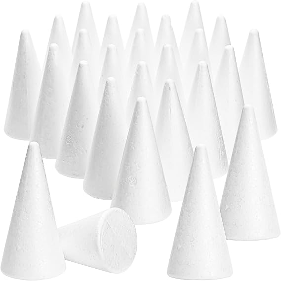 Bright Creations Foam Cones for Crafts - 2 x 4 in, White, 24 Pack - Cone Shapes for DIY Gnome Projects & Floral Foam Arrangements