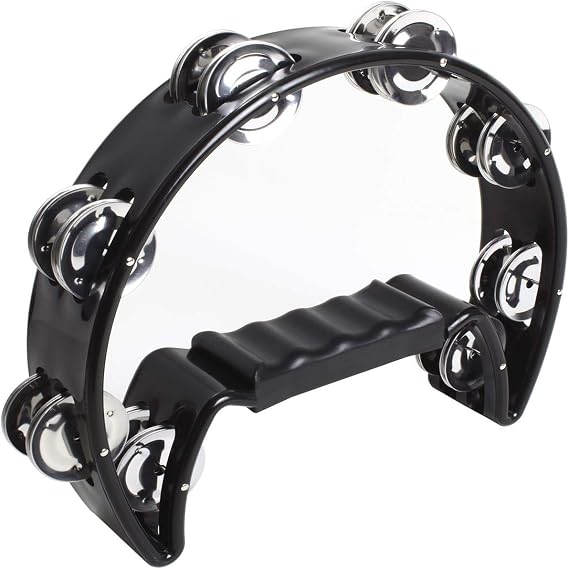 iGadgitz Xtra U6994 - Half Moon Hand Tambourine Double Cutaway Tambourine - Musicians, Singers, Music Classes, Bands - Black