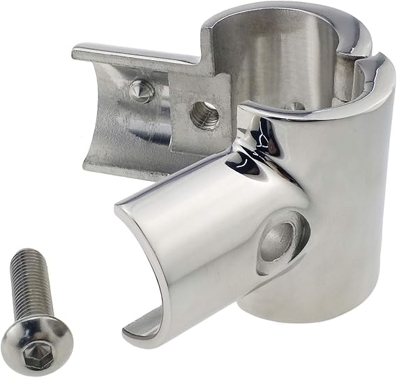 Heavy Duty 316SS Boat Hand Rail Fitting- Polished 90 Degree T/Tee Hinged/Split Fitting 7/8" Tube