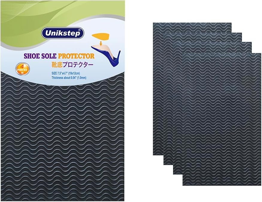 UNIKSTEP 2 Pairs (4 Pieces) Shoe Sole Protectors, Wave Pattern Shoe Bottom and Heel Non Slip Grips