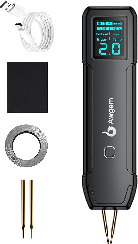 Battery Spot Welder, Awgem Battery Welder 99 Gear Handheld Spot Welder with LCD Screen Auto/Humanized Manual Modes, Portable Spot Welding Machine for Welding Nickel Strips and Iron