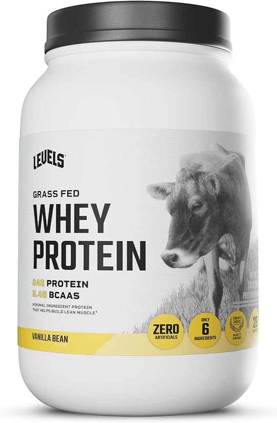 Levels Whey Protein Powder, No Artificial Ingredients, Vanilla Bean, 2LB