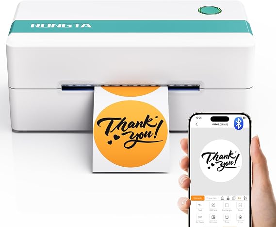 Rongta Thermal Shipping Label Printer, Bluetooth 4x6 Sticker Printer