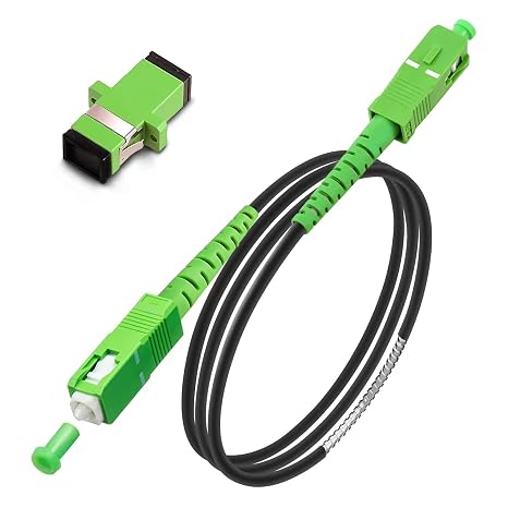 5 Meters SC/APC to SC/APC Fiber Optic Internet Cable, Armored Single Mode Patch Cable, Fiber Optic Jumper Optical Patch Cord - SIMPLEX - 9/125um - OS1/OS2 Compatible, LSZH Black