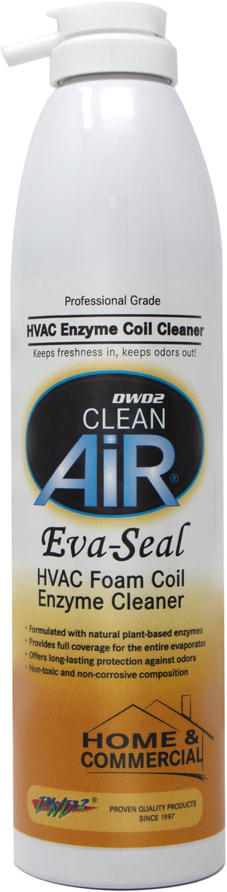 EvaSeal Home & Commercial Foaming HVAC Cleaner with Plant-Based Enzymes Designed to Clean Coils, Neutralize Odors, and Help Reduce Buildup for Cleaner, Fresher Air (14 oz)