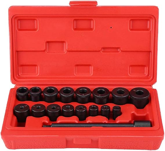 Clutch Alignment,17Pcs Universal Clutch Centrator Tools Clutch Alignment Tool Kit Coupling Centering Aligner Kit for with Red Storage Case