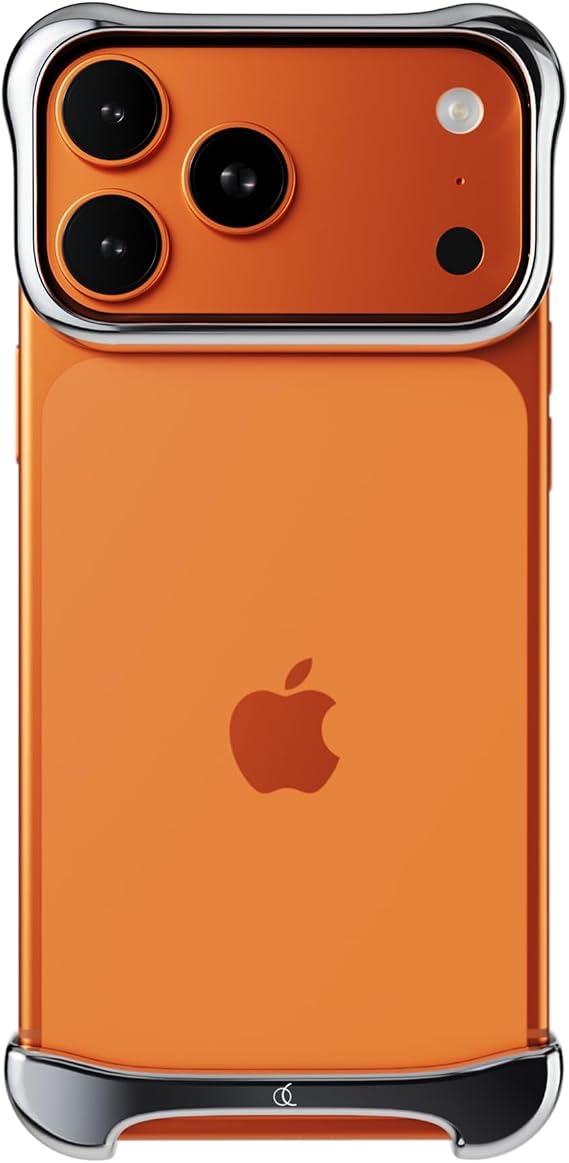 Arc Pulse iPhone 17 Pro Max Phone Case 2025 Minimalist Protective Shock Absorption Aerospace Grade Aluminum Shell + Elastomer Inlay Easy Fit 6.9" Aluminum Silver