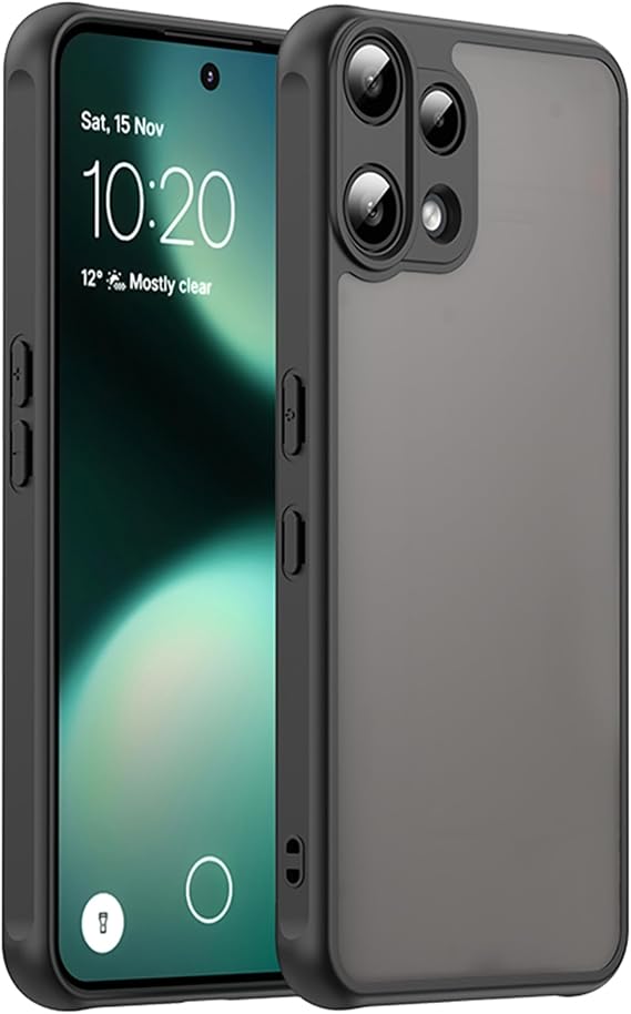 Ultra Thin Matte Case for Nothing Phone (3a) Lite, Military Grade Drop Protection, Frosted Translucent PC Back & Soft TPU Edge Bumper Cover, Black