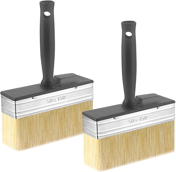 2PCS Deck Stain Brush for Wood,6" Brushes Staining Applicator for Applying Stains, Paints, Sealers for Brick Concrete Walls,Heavy-Duty Outdoor Deck Oil Staining Brush for Wood Fence