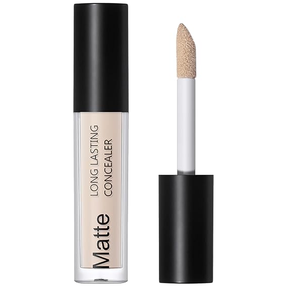 Matte Concealer Cream, Covers Under Eye Dark Circles & Blemishes, Waterproof Full-Coverage, Lightweight, Creamy Longlasting Face Eye Makeup, Light Beige