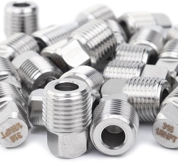 LTWFITTING Stainless Steel 316 Pipe Square Head Plug Fittings 1/8-Inch Male NPT Air Fuel Water Boat(Pack of 50)