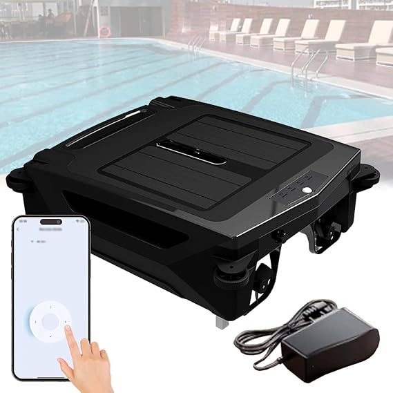 Ai Pool Cleaner Robot, Robotic Pool Skimmer Cleaner, with Dual Charging (Solar/Adapter), 2 Cleaning Modes, Automatic Obstacle Avoidance and Escape Function