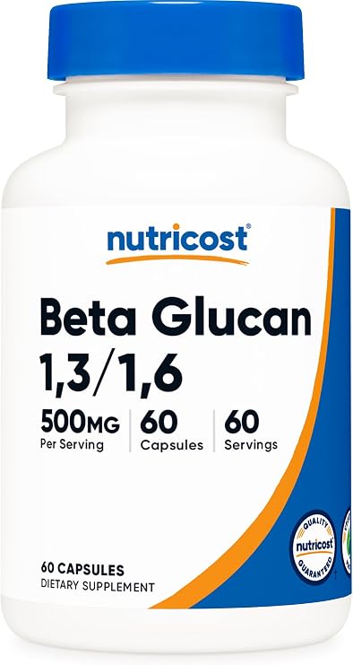 Nutricost Beta Glucan 500mg 1,3/1,6 D-Glucan, 60 Vegetarian Capsules