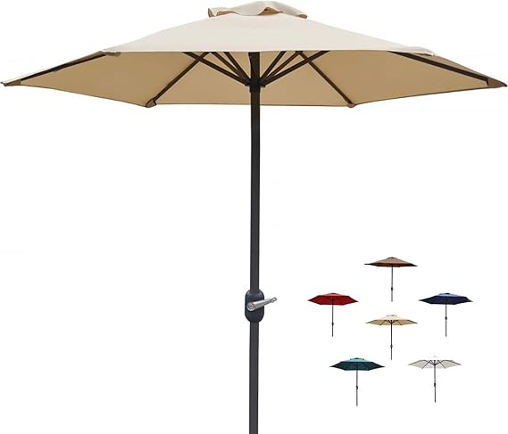 Lightweight Balcony Market Table Umbrella, Little Round Sun Shades Parasols for Outdoor Garden Patio Beach Pool Backyard, 2m/ 6.5Feet