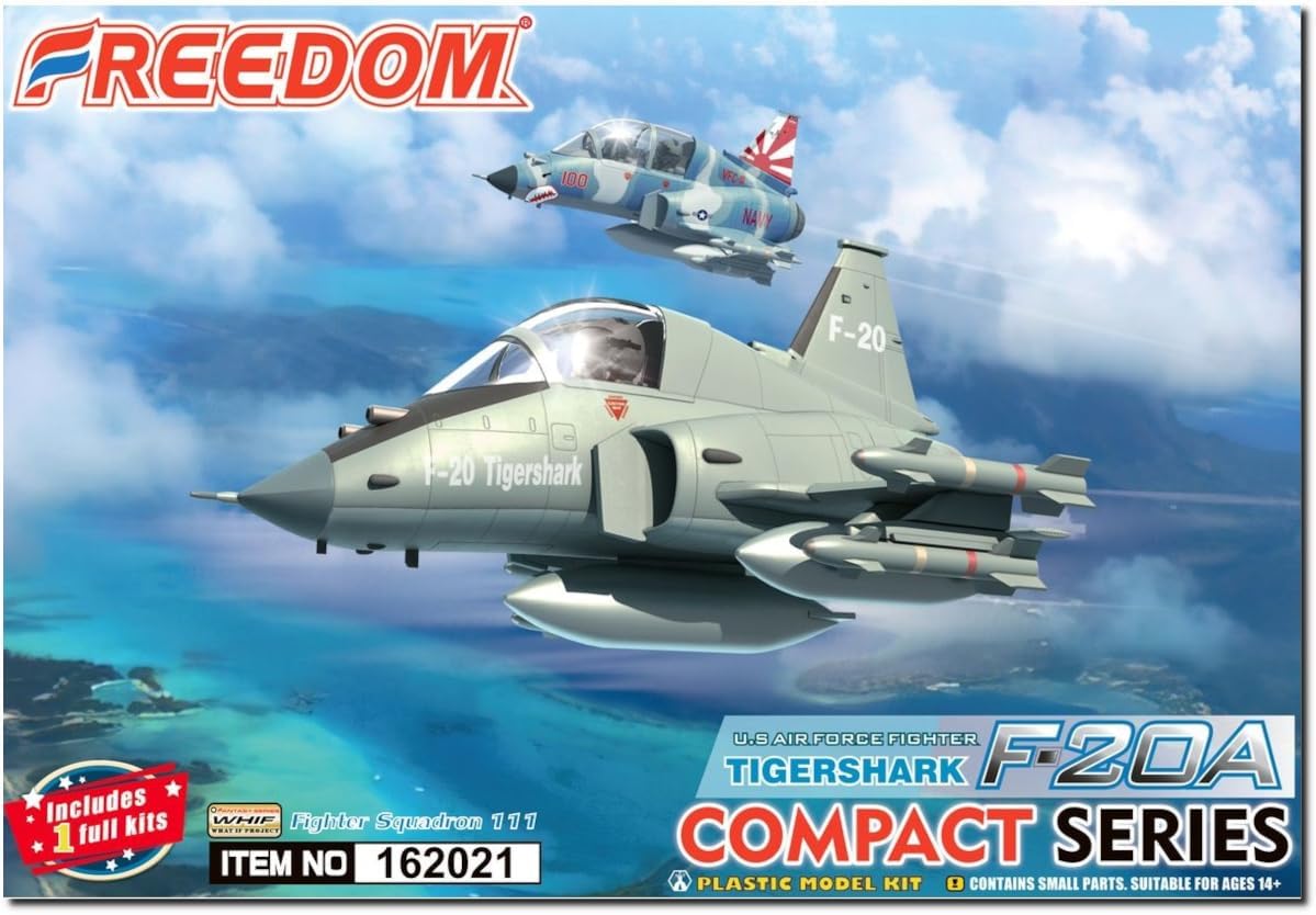 Freedom Model Kit, Compact Series F-20A, Tiger Shark Plastic Model FRE162021 Airplane