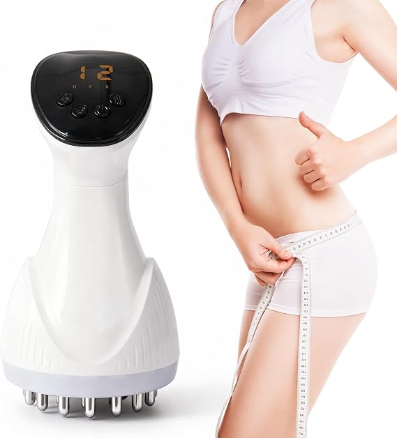 Lymphatic Drainage Massager & Anti-Cellulite Massage Tool, Body Sculpting Device for Legs, Arms & Stomach, Supports Smoother Skin, with Gentle Warming & Vibration - White