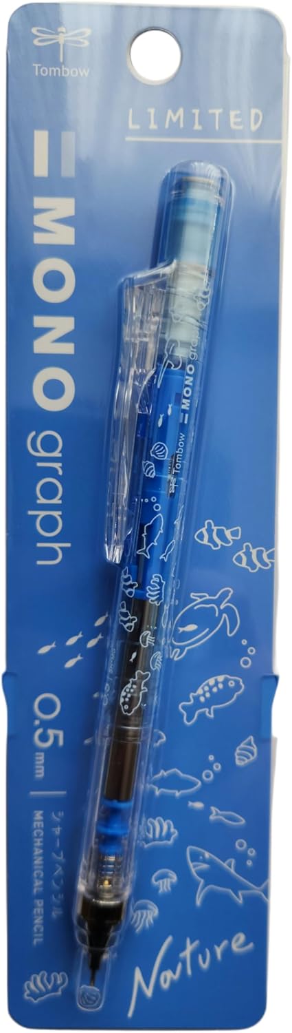 Tombow MONO Graph Mekanik Kurşun Kalem, 0,5mm, Mavi, Plastik Gövde, Klip Nokta ve Frenok Mekanizması, Japonya Yapımı