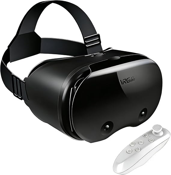 3D VR Headset, Virtual Reality 3D VR Glasses, Anti-Blue Light Adjustable 3D Headset Helmets for iPhone or Android Compatible with 5.0” to 7.0” inch with Controller