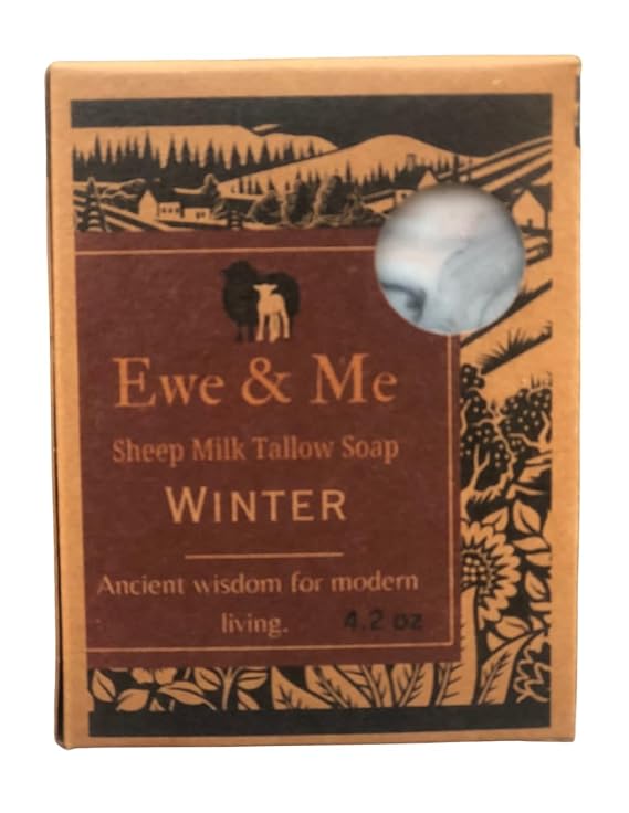 Ewe & Me WINTER Sheep Milk Soap Bar-4oz- All Natural, Handcrafted, Cold Process, No Chemicals, No Artificial Fragrances, Aromatherapy, Cleansing, Tallow