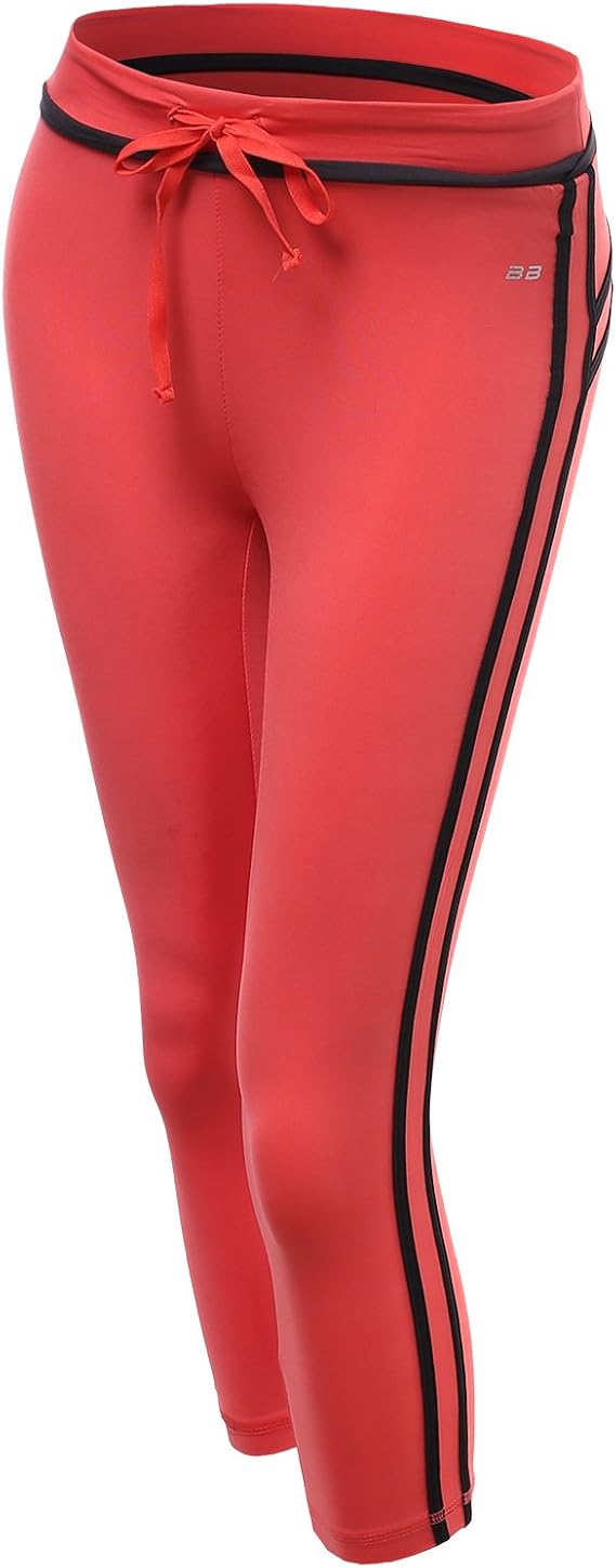 Women's Stripe 3/4 Length Capri Skinny Workout Yoga Pants