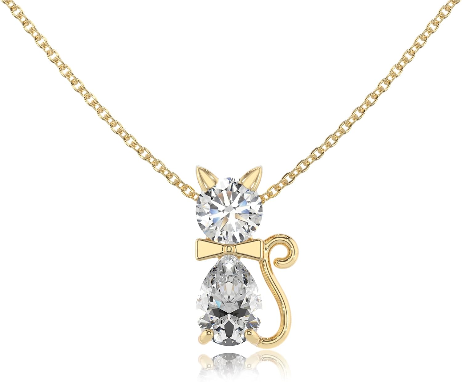 Natural Gemstone Cat Pendant Necklaces for Women in 925 Silver18K YellowRose Gold Vermeil, Birthstone Jewelry Gifts for Her Birthday, Wedding Anniversary, Mothers Day