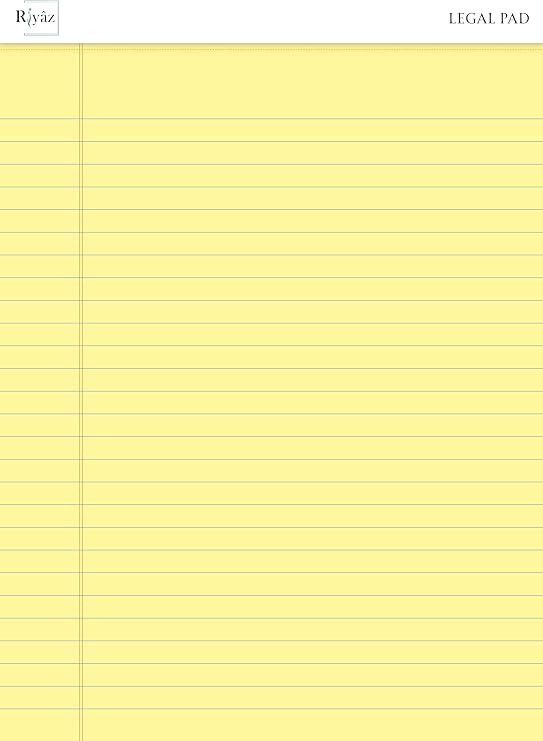 Letter Boyut (216 x 297mm), Sarı renkli Legal Pad, Notluk, Notepad, Defter, 50 Yaprak, Geniş Satır aralığı, okul, iş ve ofis için, Türk Malı