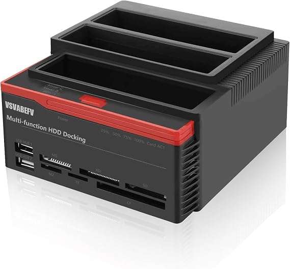 IDE Hard Drive HDD Docking Station Hard Drive Dock Reader, 2.5 and 3.5 Inch External Hard Drive Enclosure, External HDD Hard Drive Card Reader USB 3.0 Hub, USB 3.0 to 2 SATA Ports 1 IDE Port