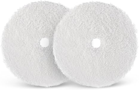 SPTA Microfiber Cutting Pads, Microfiber Finishing Pads 2Pcs 6Inch 150mm Finishing Disc Soft Microfiber Wax Removal Pad for Dual Action Car Polisher Finishing Polishing Waxing -MPBFS6W-2