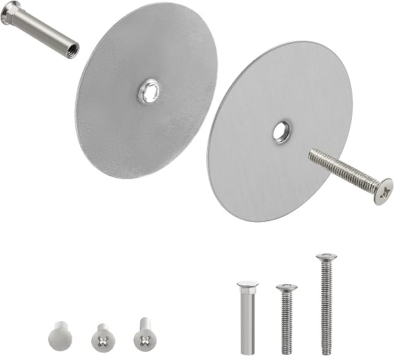 1 Pack Door Hole Cover Plate Brushed Satin Nickel Deadbolt Cover Plate 2 5/8" Diameter Round Door Knob Hole Filler Plate, 1" and 1.5" Screws, Reinforcer Locks and Doors for Home Security