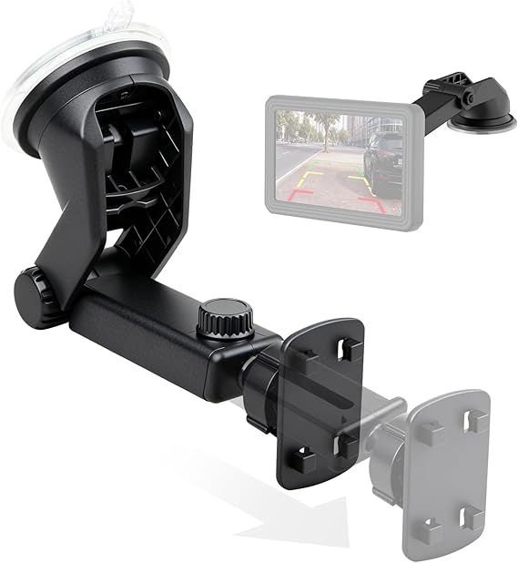 EWAY Suction Cup Mount for CarPlay Display, Backup Camera Monitor, Extended Arm with 360 Rotation, 4-Tab Bracket Replacement Dashboard Windshield Holder for 7-11" Apple Carplay, Android Auto Screens