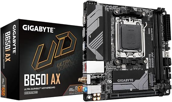 Gigabyte B650I AX Motherboard - Supports AMD AM5 CPUs, 5+2+1 Phases Digital VRM, up to 6400MHz DDR5 (OC), 1xPCIe 4.0 M.2, Wi-Fi 6E, 2.5GbE LAN, USB 3.2 Gen 2