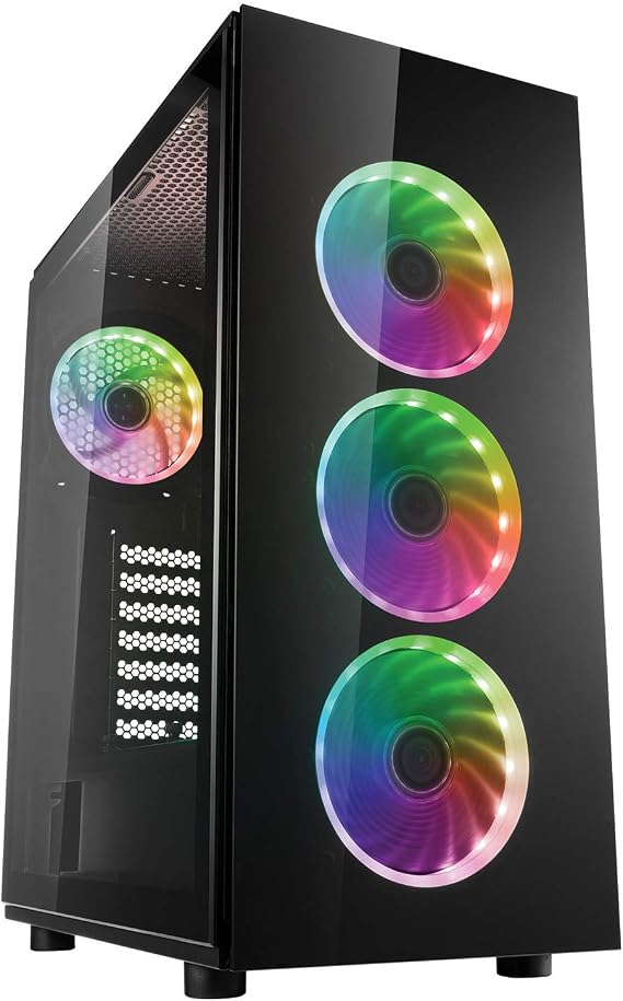 FSP ATX Mid Tower PC Computer Gaming Case | 2 Tempered Glass Panels, 4 Addressable RGB Fans (CMT340)