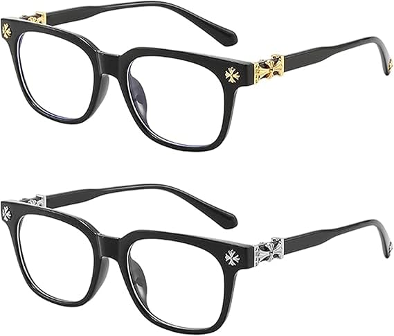 2PCS Blue Light Filter Glasses, Fashion Glasses for Men, Clear Frame Design Lightweight and Comfortable Design with Durable Versatile Daily Wear for Various Occasions