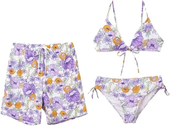 PATPAT Matching Swimsuits for Couples Women Bikini Sets Men Swim Trunks | Couples Matching Swimsuits, Summer Hawaiian Swimwear, Cruise Beach Vacation, Matching Bathing Suits for Couples