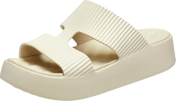 Crocs Women's Getaway Platform H-Strap Sandals Wedge for Women, Sandstone, 5