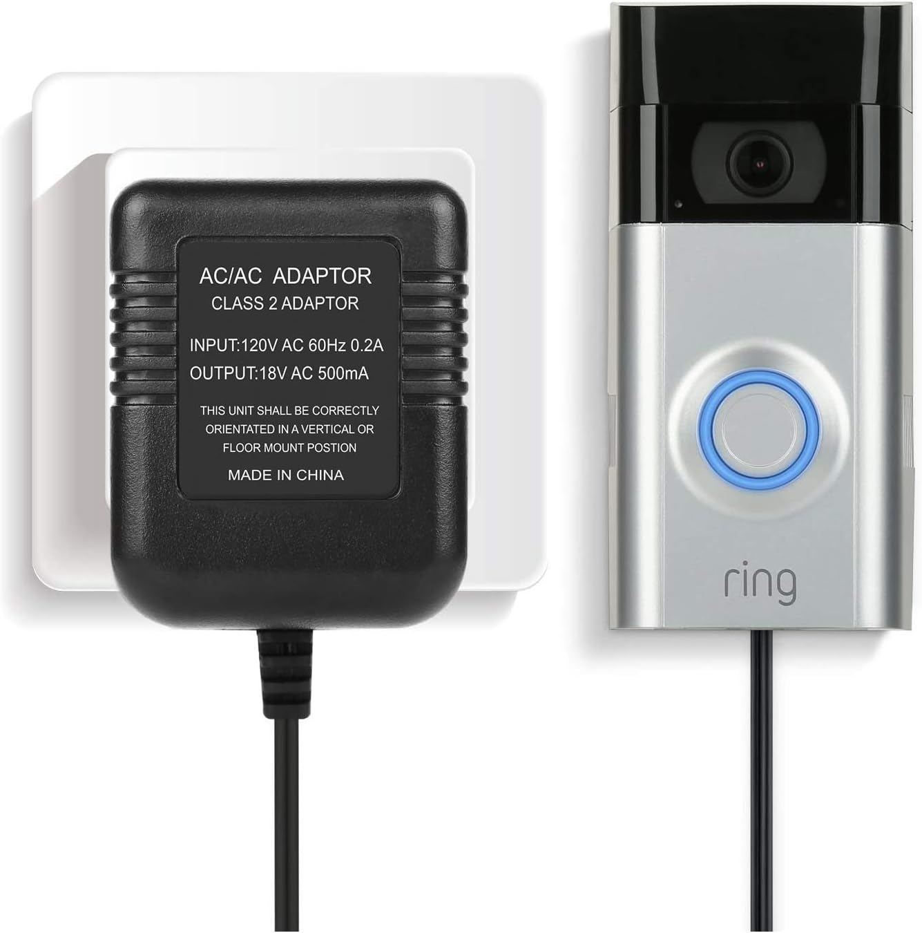 Power Adapter - MKA-411600800 - Video Doorbell Power Supply for The Ring Video Doorbell, Ring Video Doorbell 2 &amp; Ring Video Doorbell Pro, Power Supply, Adapter, Battery Charger