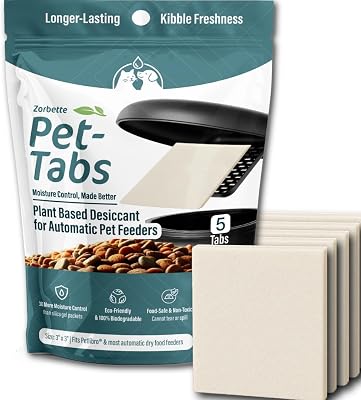 New - Pet-Tabs by Zorbette High Capacity Plant Based Desiccant for Automatic Pet Feeders, Keeps Dry Pet Food Fresh, Food-Safe & Reusable Moisture Absorber, Fits Petlibro & Similar Feeders 3x3 Inch