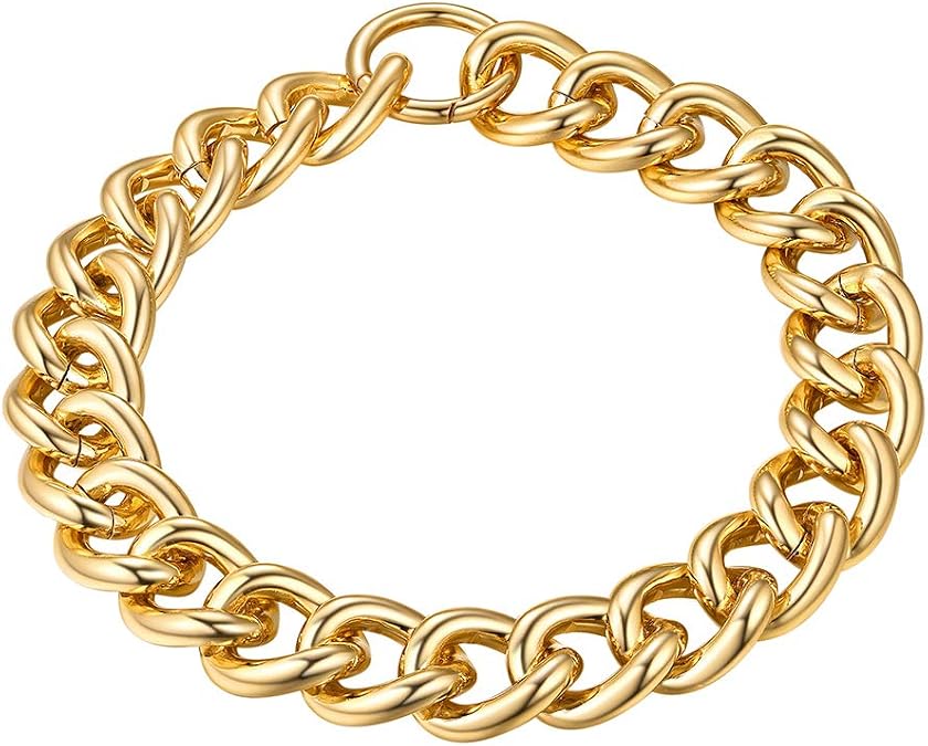 GoldChic JEWELRY Chunky Cuban Link for Women,Statement Curb Chain Necklace for Her,Thick Trendy 14K Gold Choker,Hip Hop Miami Cuban Chain Jewelry Gifts,13/16/23mm Width,18/20/22" Length