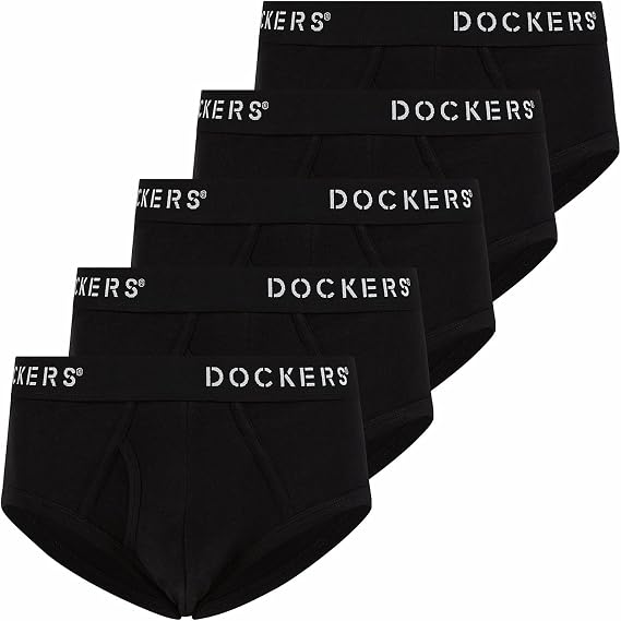 DOCKERS Mens Underwear Briefs 100% Cotton Tag-Free Bikini Brief for Men Pack of 5