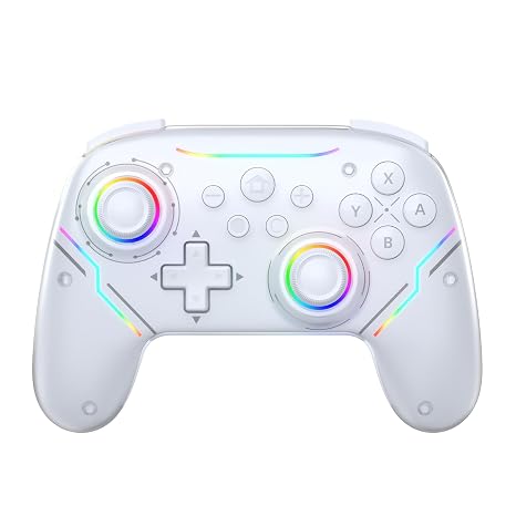 EJGAME Wireless Pro Controller for Switch 2/Switch,9-Axis Motion Sensor, Features C Button,Hall Effect Joysticks and Triggers,Wake-up,Marco/Programmable Back Buttons,Turbo,Dual Vibration (White)