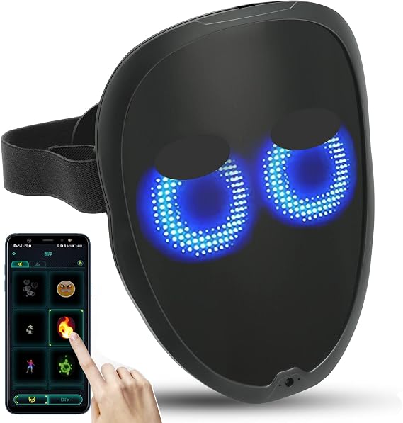brookhaus Face Changing LED Mask with Gesture Control for Adults - App Control Programmable LED Halloween Mask Digital Luminous Mask for Costume Cosplay