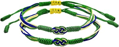 2Pcs Country Flag Code Infinity String Bracelet Boho Style Woven Rope Surfer Bracelets Lucky and Protection Gifts for Women Men
