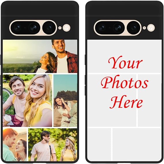 Custom Case for Google Pixel 7 Pro, Personalized Multi-Photo Anti-Scratch TPU Cover Soft Shell Protective Customized Photo Phone Case, Black